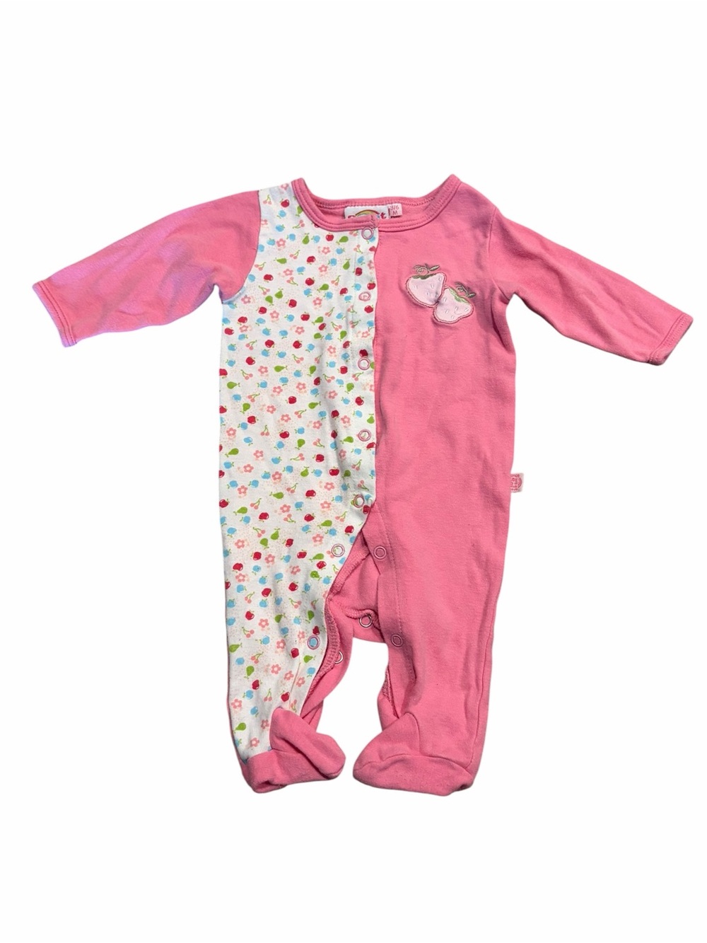 Sweet & Soft Baby Girls Pink Strawberry Footed Sleeper Size 3–6M